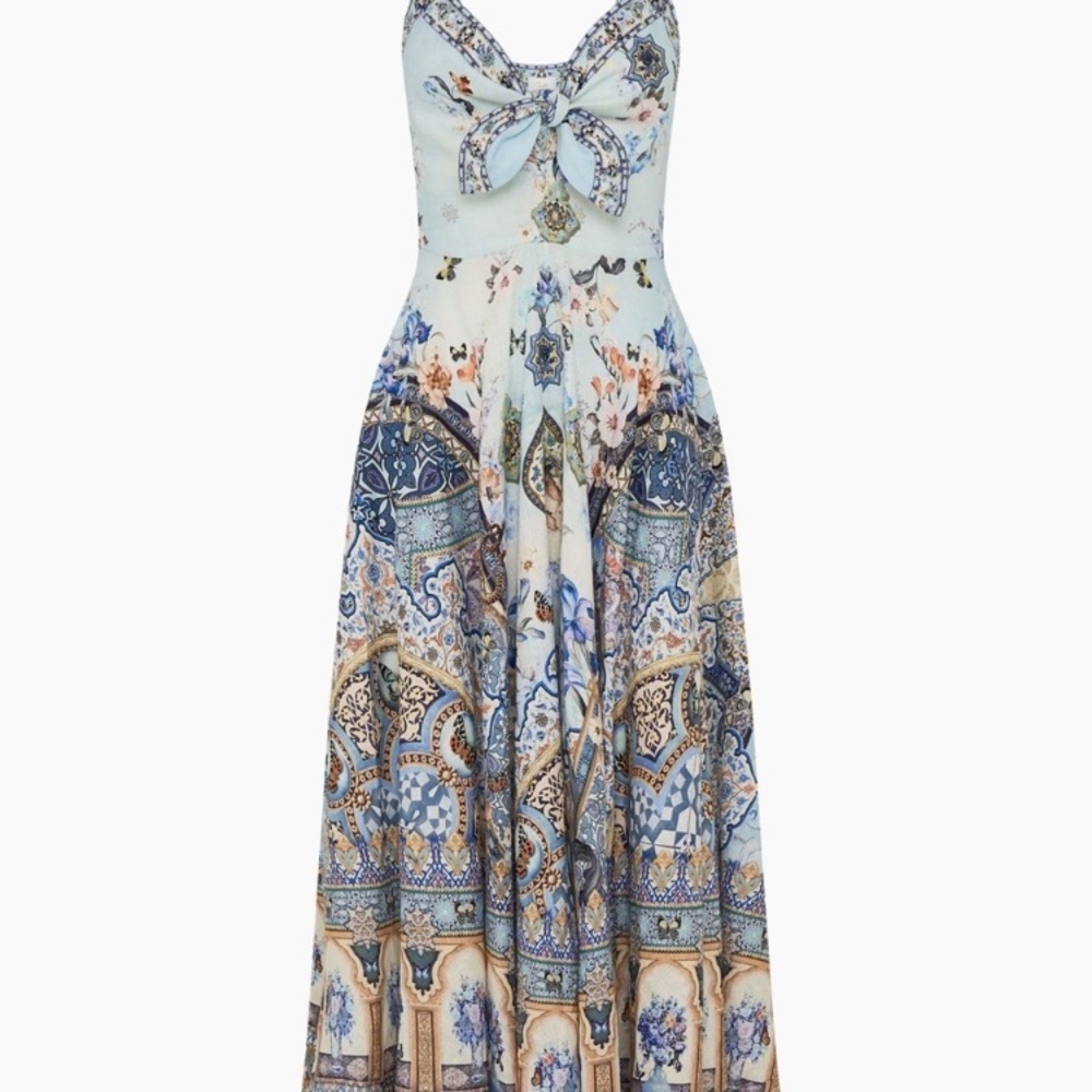 Camilla Salvador Summer Long Silk Maxi Dress With Tie Front Size Small - Picture 5 of 16